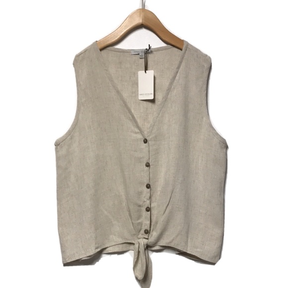 NWT GREEN ENVELOPE Los Angeles Linen Blouse - Picture 7 of 7